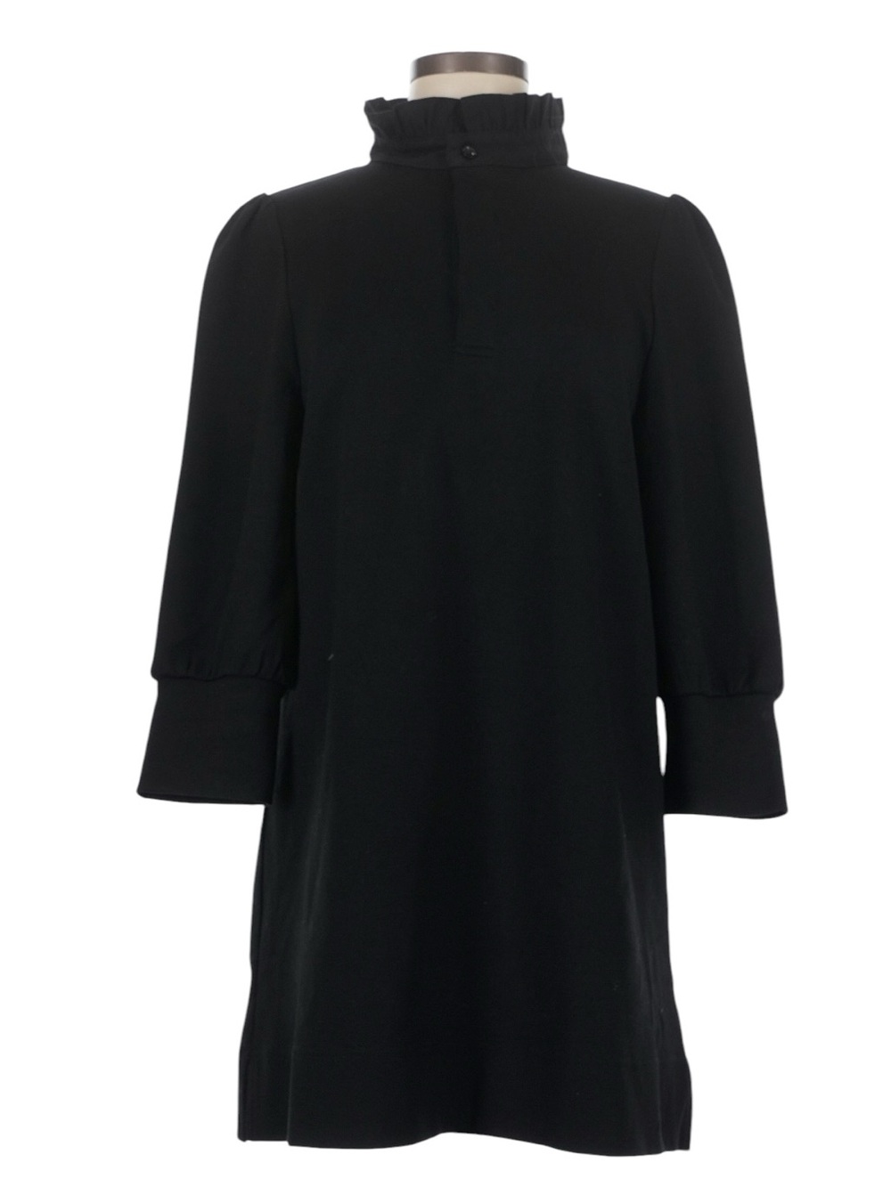 Pomander Place Black Long Sleeve Ruffle Neck Dress